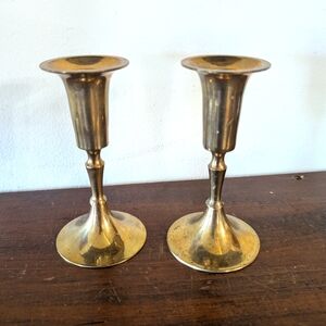 Set of 2 Vintage Brass Candlestick Holders Table Decor Antique Design Victorian